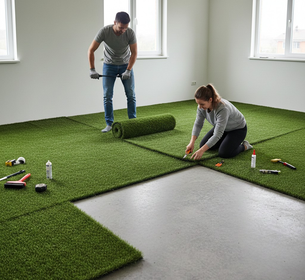 cesped artificial en hormigón