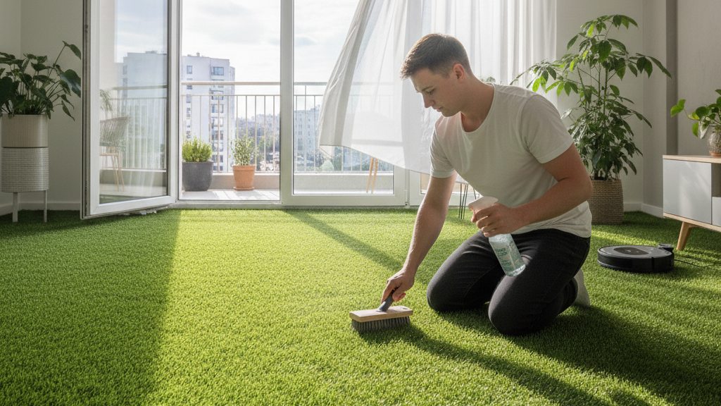 limpiar cesped artificial interior